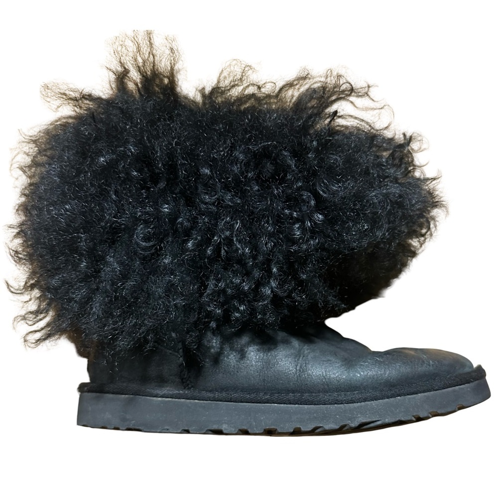 UGG Lida Mongolian Sheepskin Fur Boots Black US 7 Rare